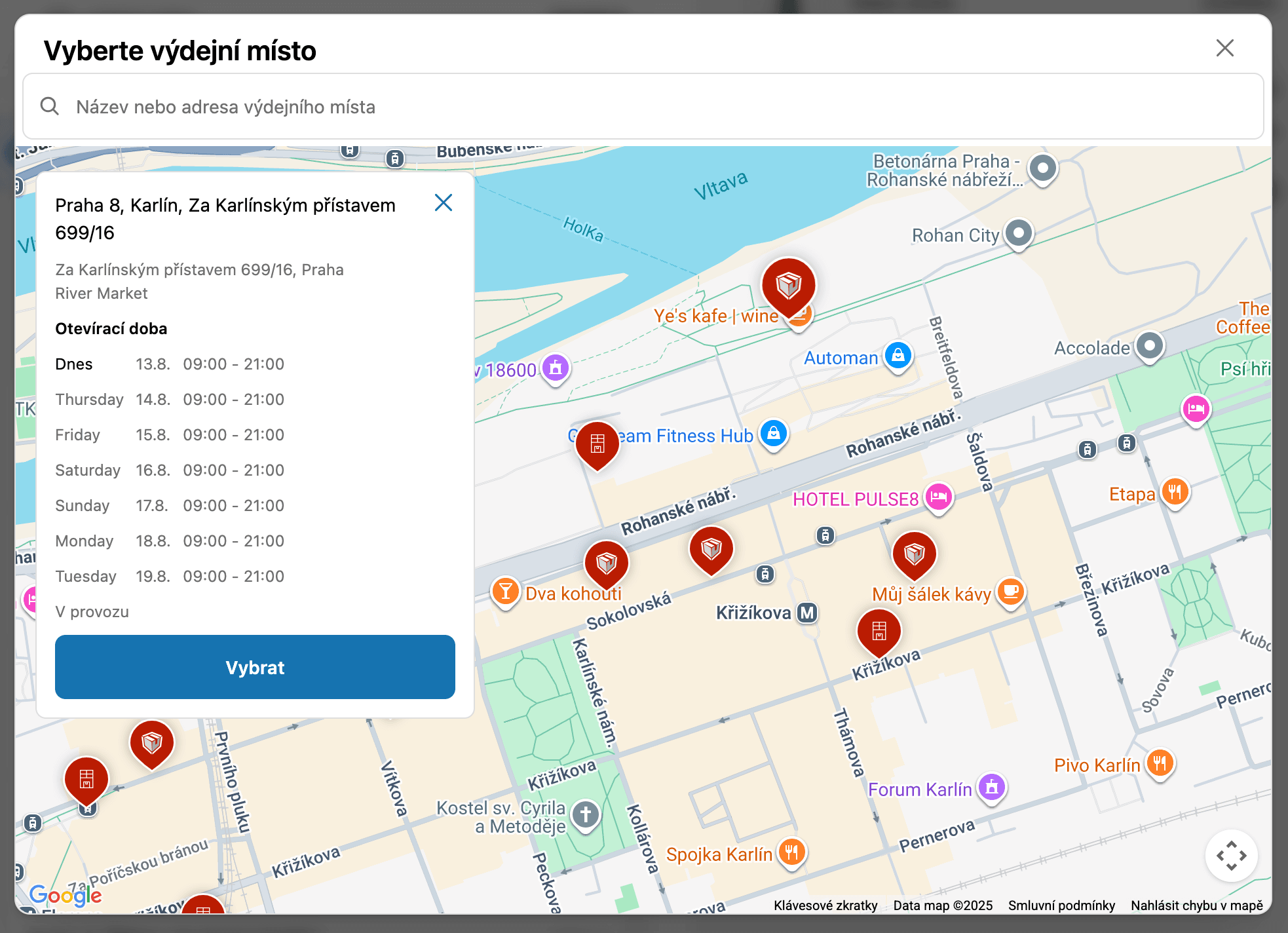 Detailní informace o výdejním místě